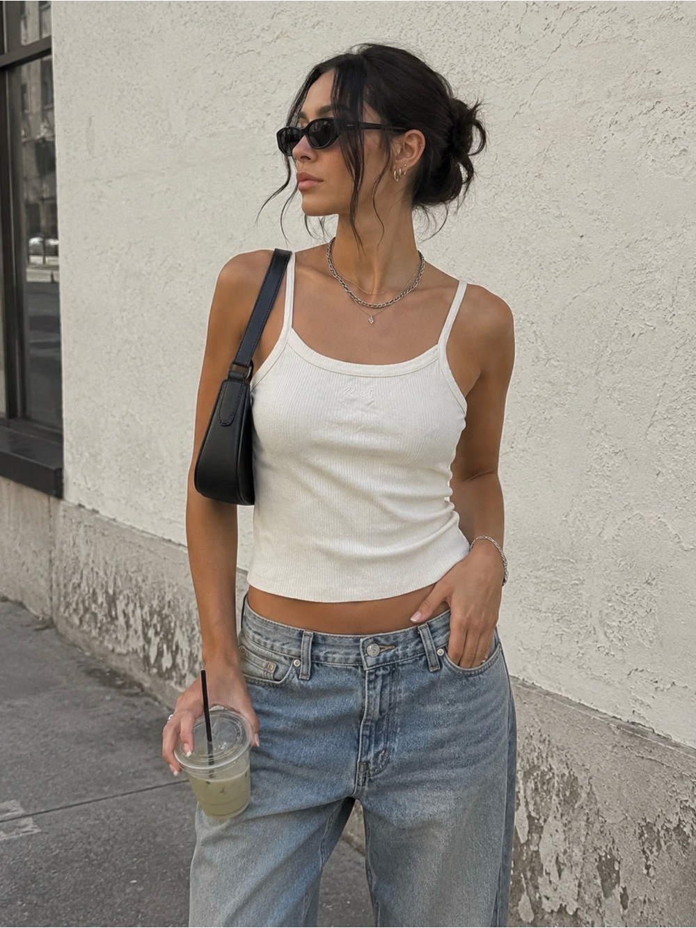 RVCA WEST SIDE WHITE RIBBED CROP LOGO TANK TOP XL NWT STREETWEAR